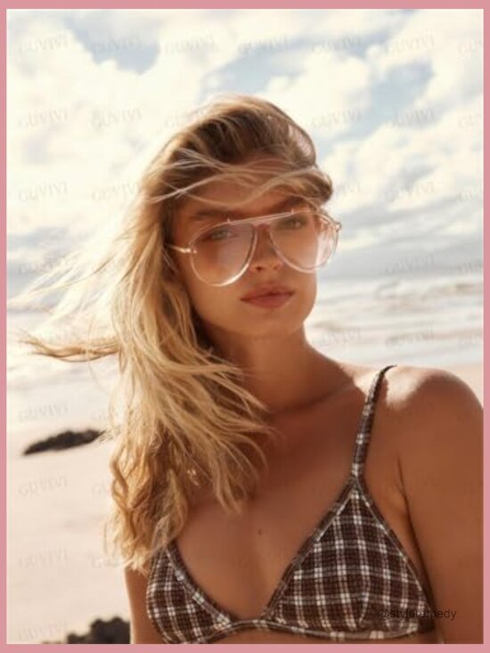 Oversized Aviator Sunglasses Gold Metal Tangle Free Retro main image 5